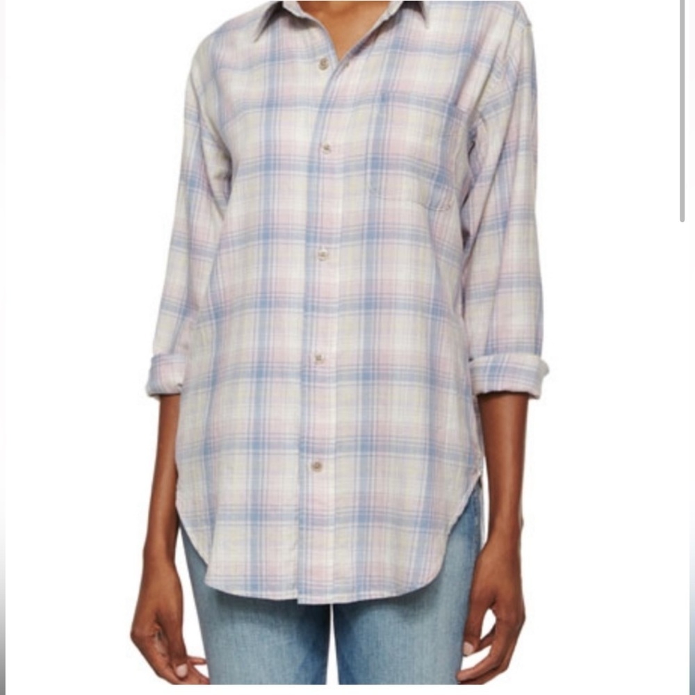 Current/Elliot The Prep School Shirt in Desert Plaid size 2